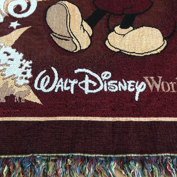 Vintage Disney World Mickey Mouse Tapestry Throw Blanket 42x60" - Picture 3 of 16